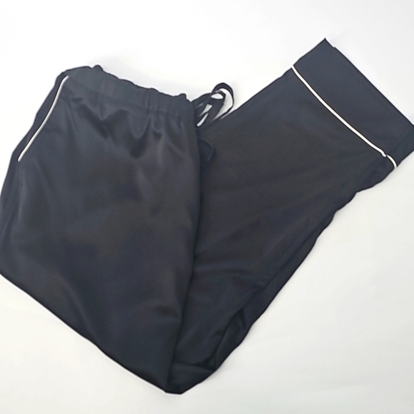 Express Satiny Loungewear Pajama Pants w Drawstring Waist Front Pockets Black - Picture 1 of 11